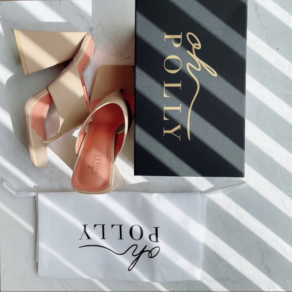 Oh Polly Tan Block Heel Sandals - Picture 3 of 5